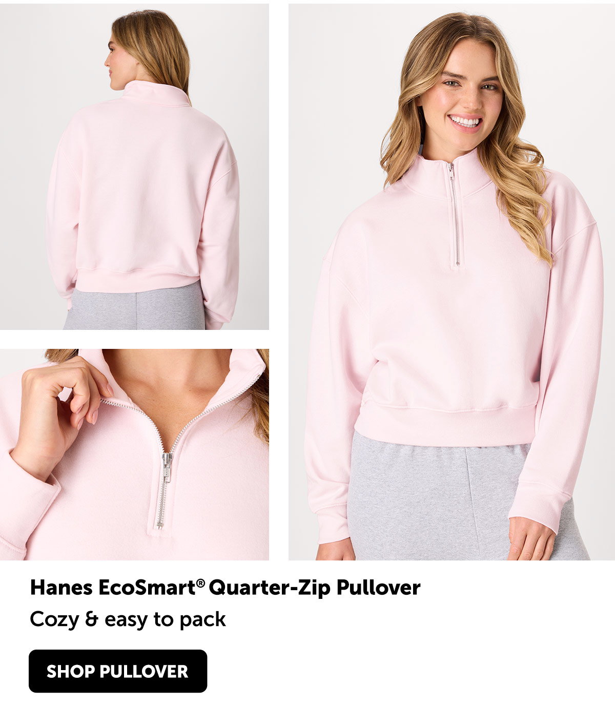 Hanes EcoSmart Women’s Fleece Quarter-Zip Pullover