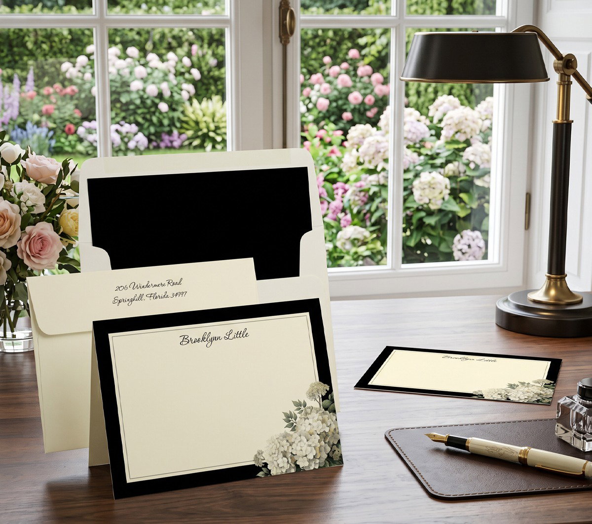 Midnight Hydrangea Correspondence Cards