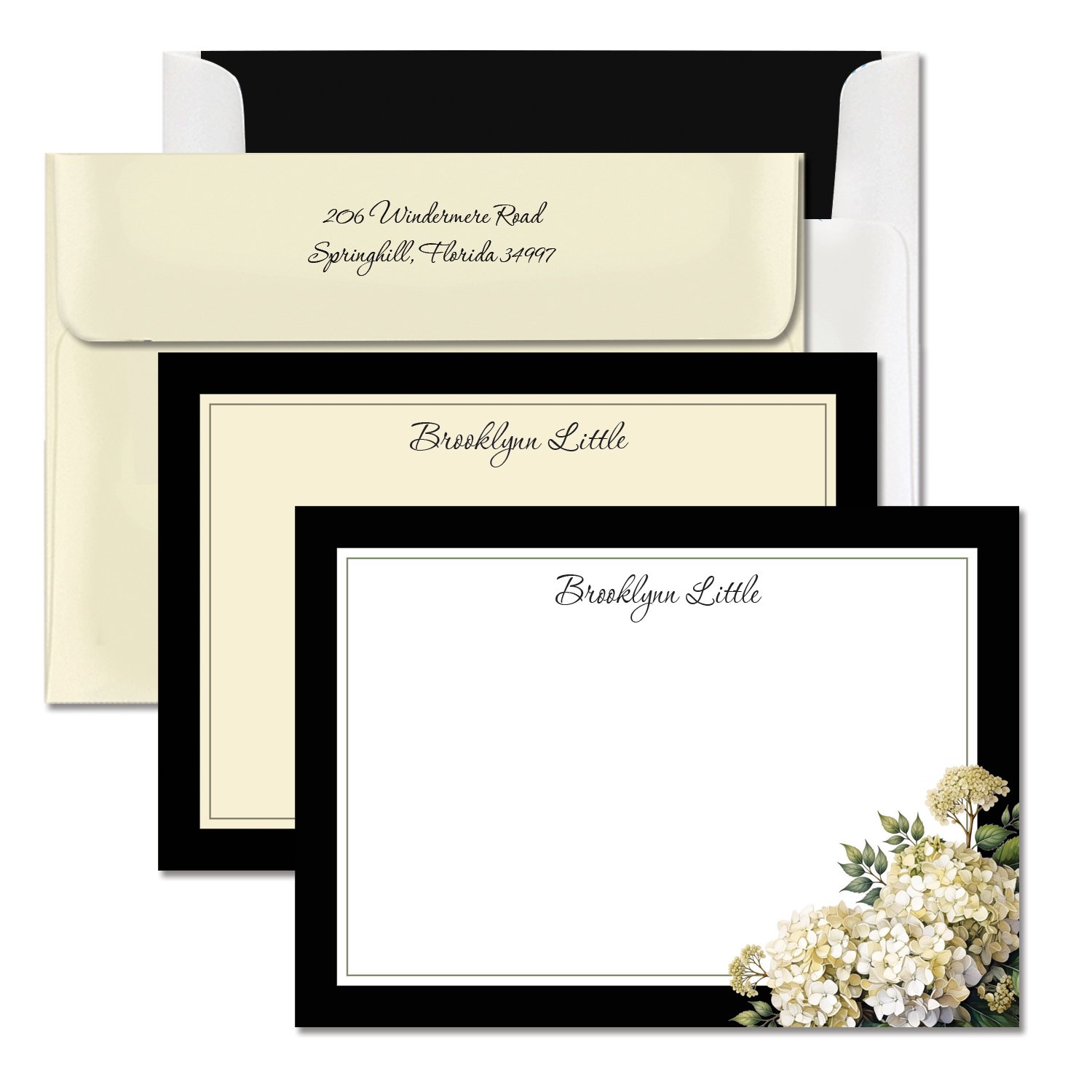 Image of Midnight Hydrangea Correspondence Cards