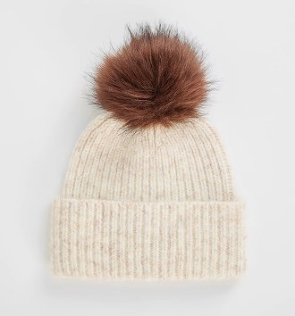 Chunky rib knit pom beanie