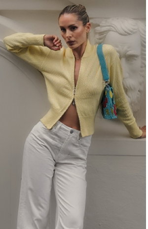 JAG Arden Zip Knit Cardi Lemon Sorbet