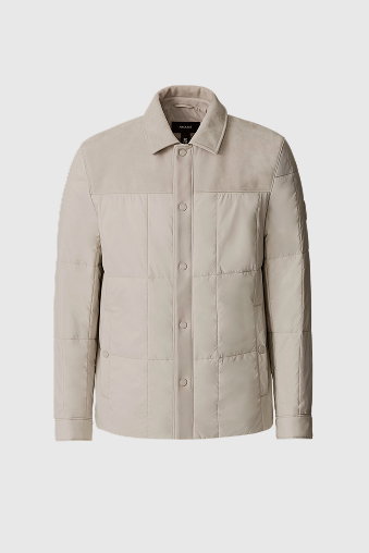 HENRIK Mixed-Media Suede Shirt Jacket