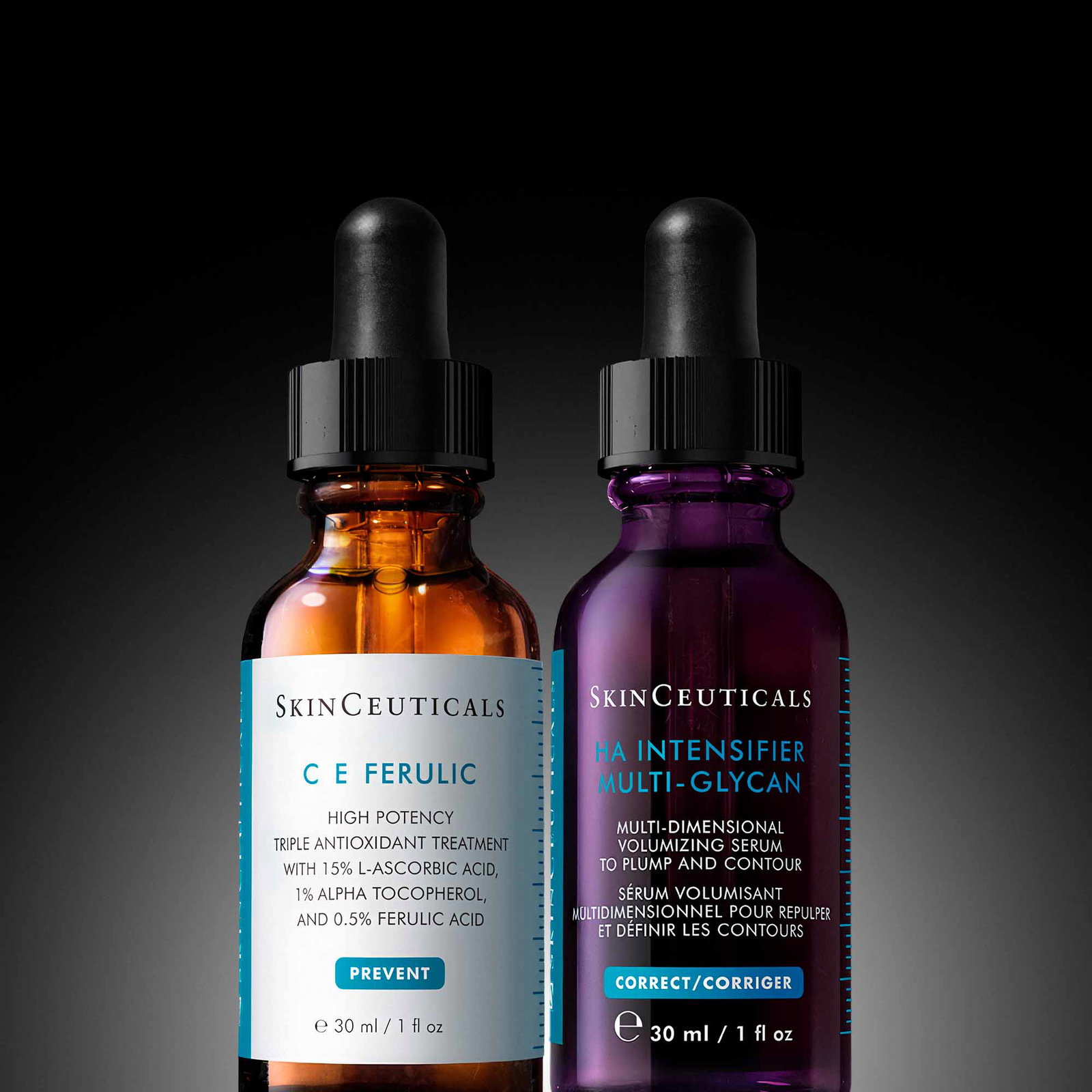 C E Ferulic und P-TIOX vor dunklem Hintergrund