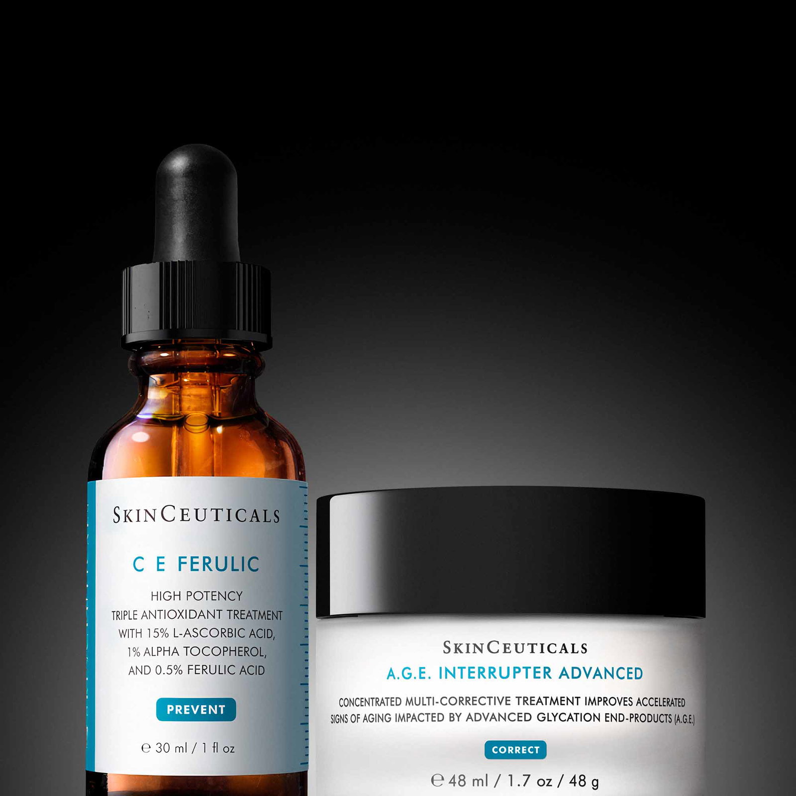 C E Ferulic und A.G.E. Interrupter Advanced vor dunklem Hintergrund