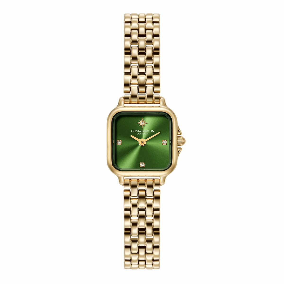 Olivia Burton Gold Mini Grosvenor Green Dial Watch