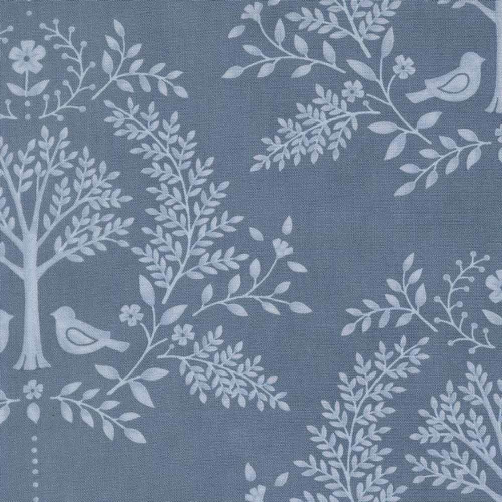 Image of Moda Fabrics - Family Tree by Deb Strain - Damask Birds- Medium Denim - Yardage