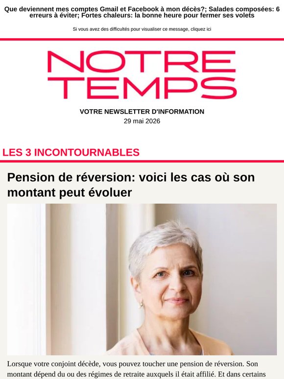📌Pension de réversion: les cas où son montant peut évoluer; Quiz: 10 questions sur la paresse; Retraites, Caf... Les dates de versement en juin