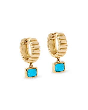 Turquoise Drop Huggies
