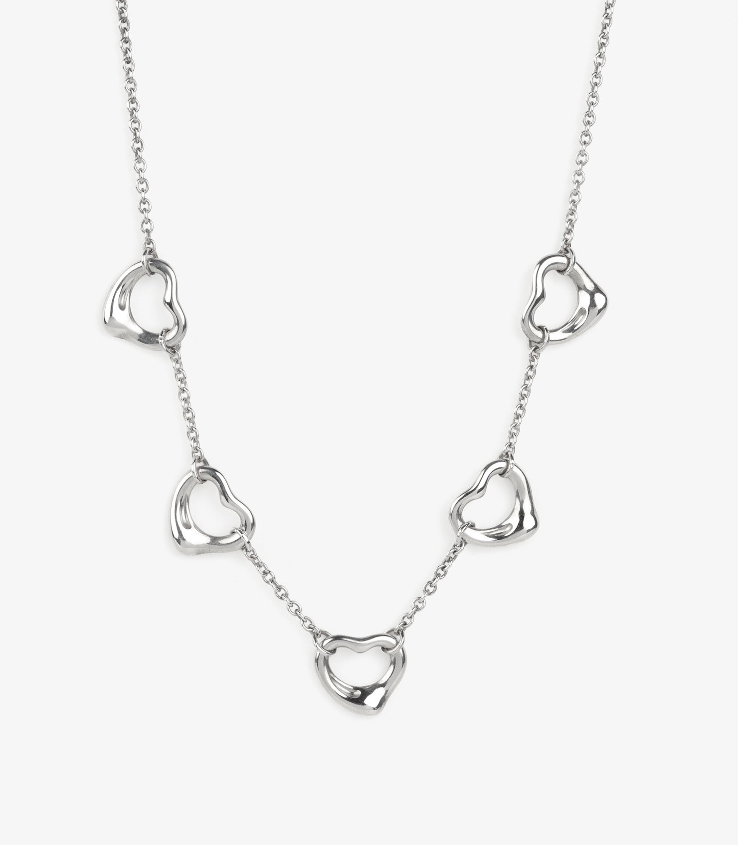 Sterling Silver Elsa Peretti 5 Heart Necklace
