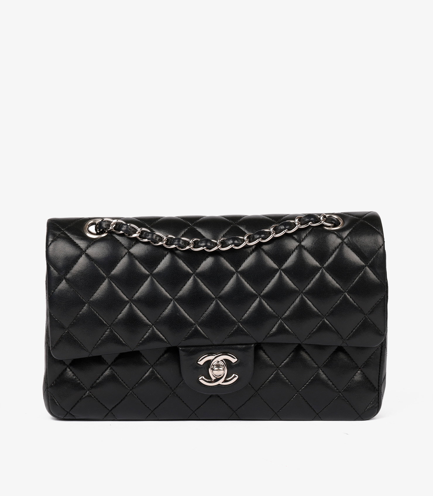 Black Quilted Lambskin Leather Medium Classic Double Flap Bag