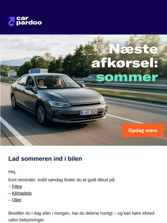 Slutter søndag – filter, klima, olie