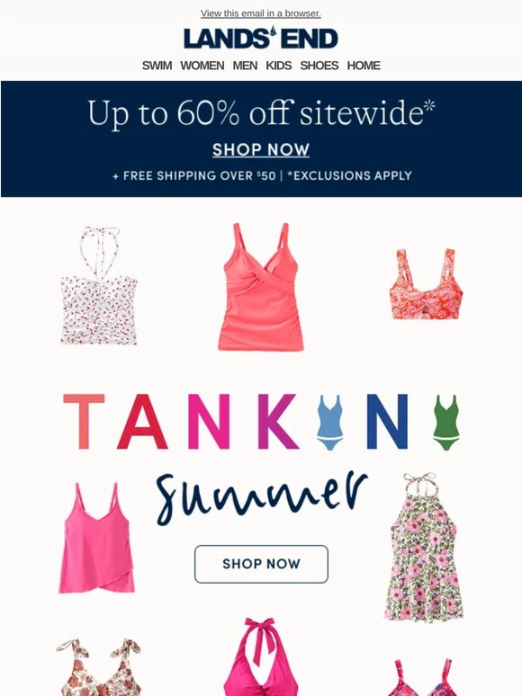 Up to 60% off sitewide! Mix, match, make it a tankini summer