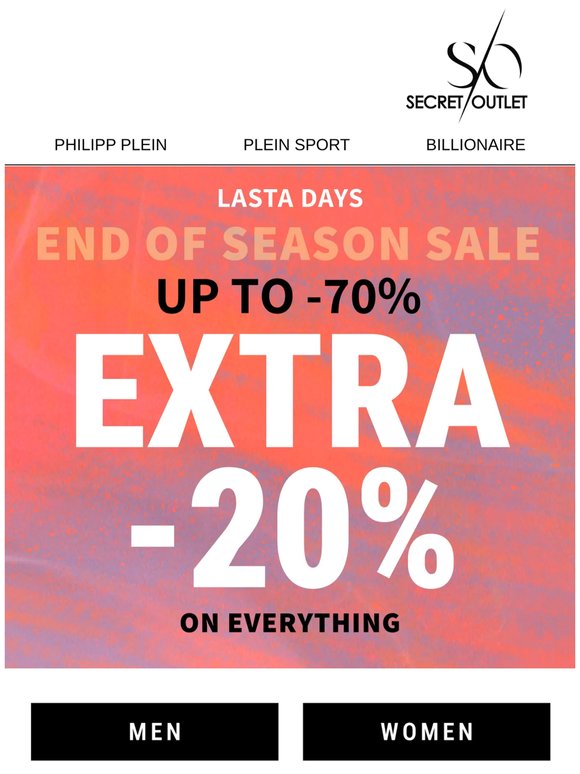 End of Season Sale: Up to -70% + Extra -20% 🛍️