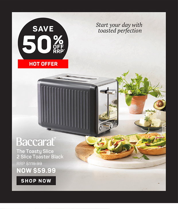 Baccarat The Toasty Slice 2 Slice Toaster Black