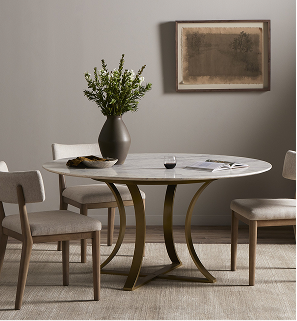 Gage Polished White Marble Dining Table