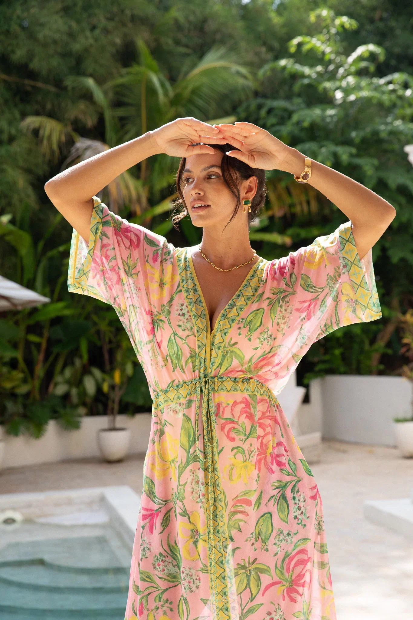 Image of Mesh Cecile Kaftan Dress - Limoncello