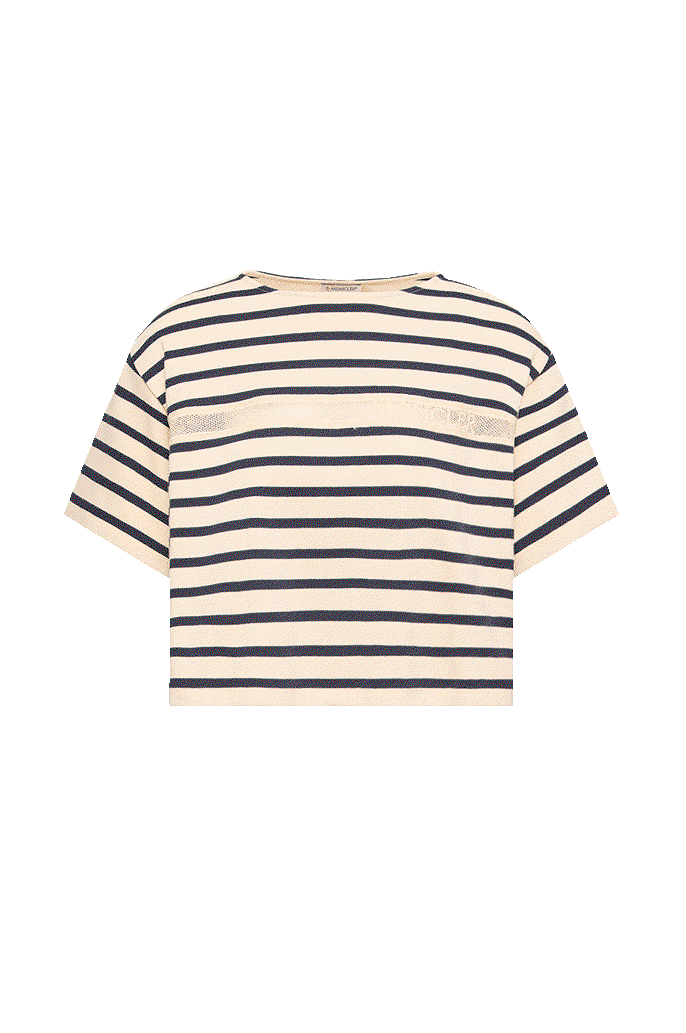 Macramé-Trimmed Striped Cotton T-Shirt