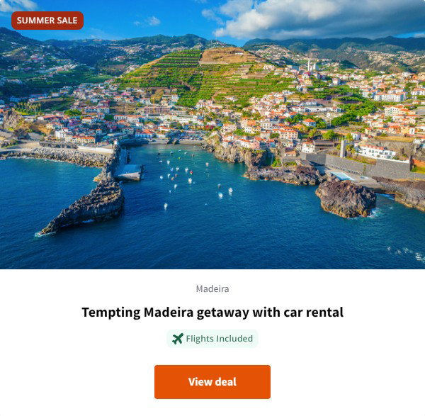Tempting Madeira getaway with car rental
