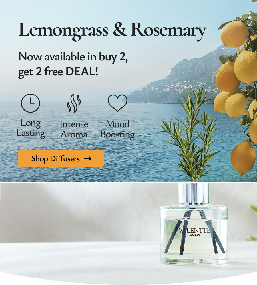 Shop Lemongrass and Rosemary diffusers now 50% off