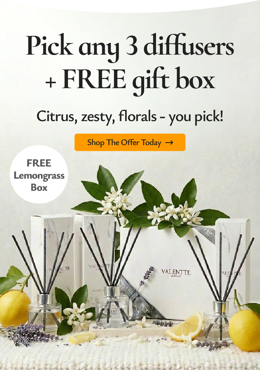 Pick any 3 diffusers + FREE gift box. Citrus, zesty, florals - you pick!