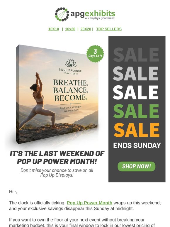 This weekend only: Your display discount expires Sunday night
