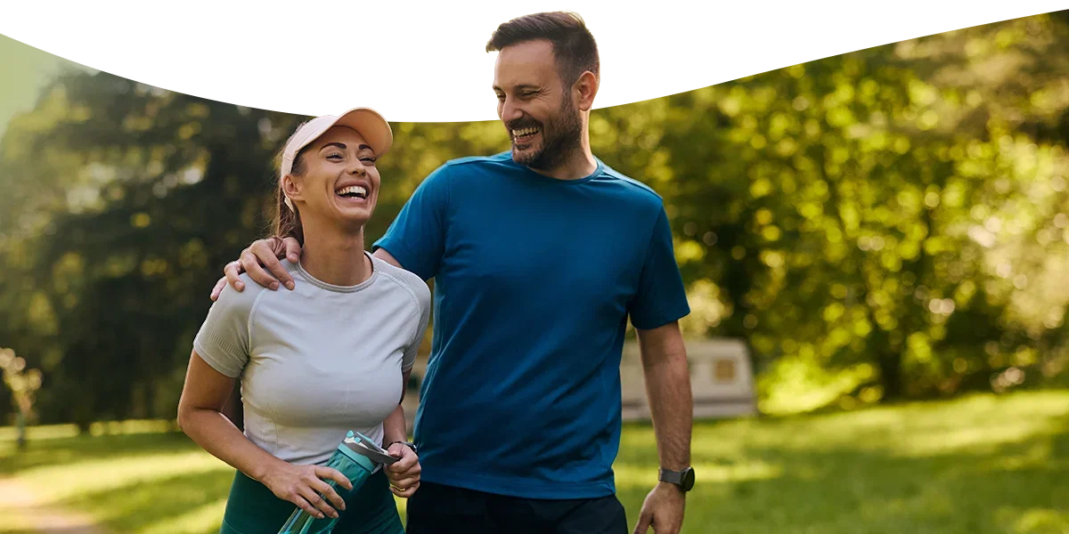 Happy couple walking