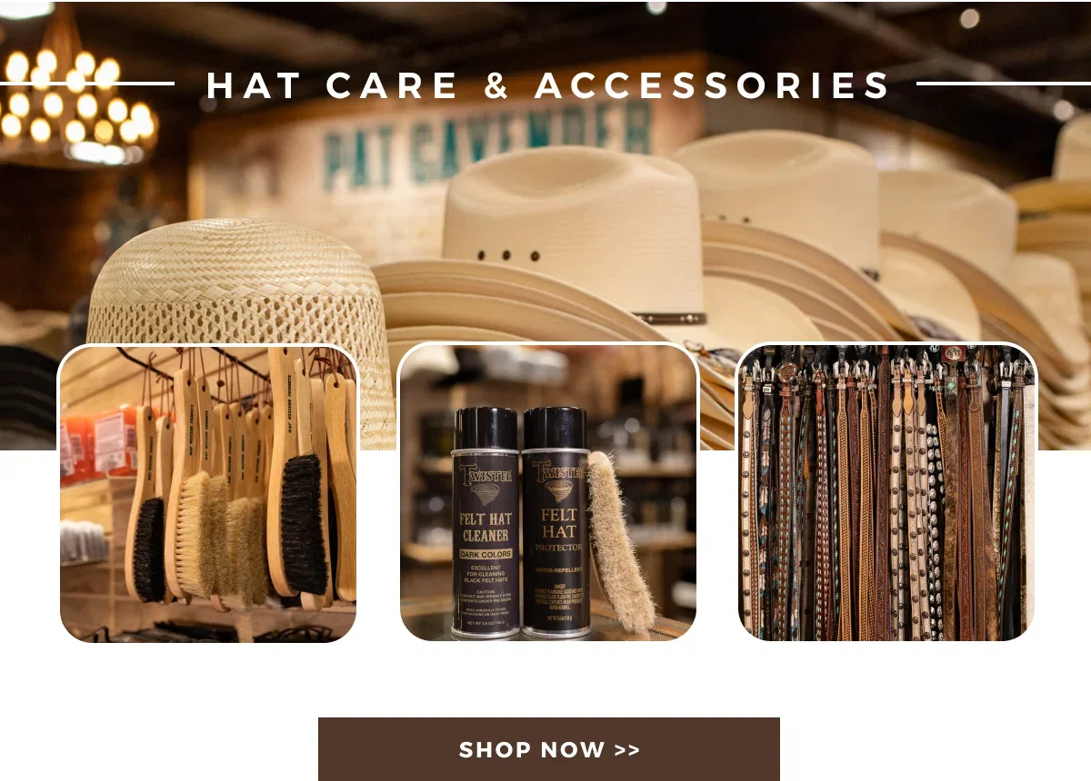 hat care & accessories | shop now >>