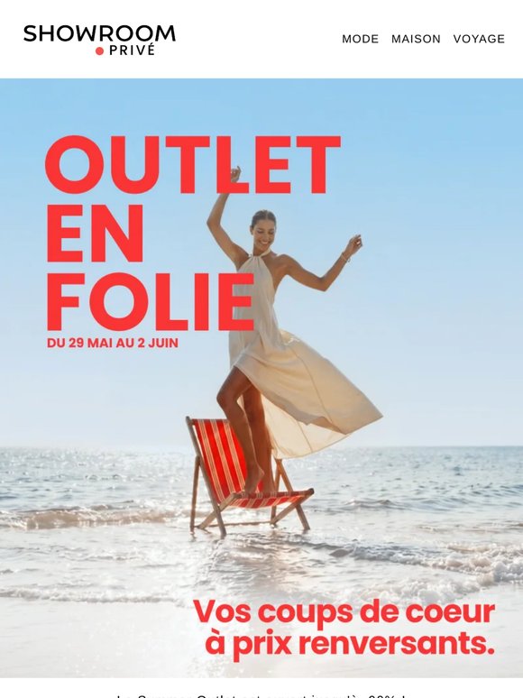 Vite, livraison OFFERTE* sur tout l'OUTLET jusqu'à -90 % ! 🔥