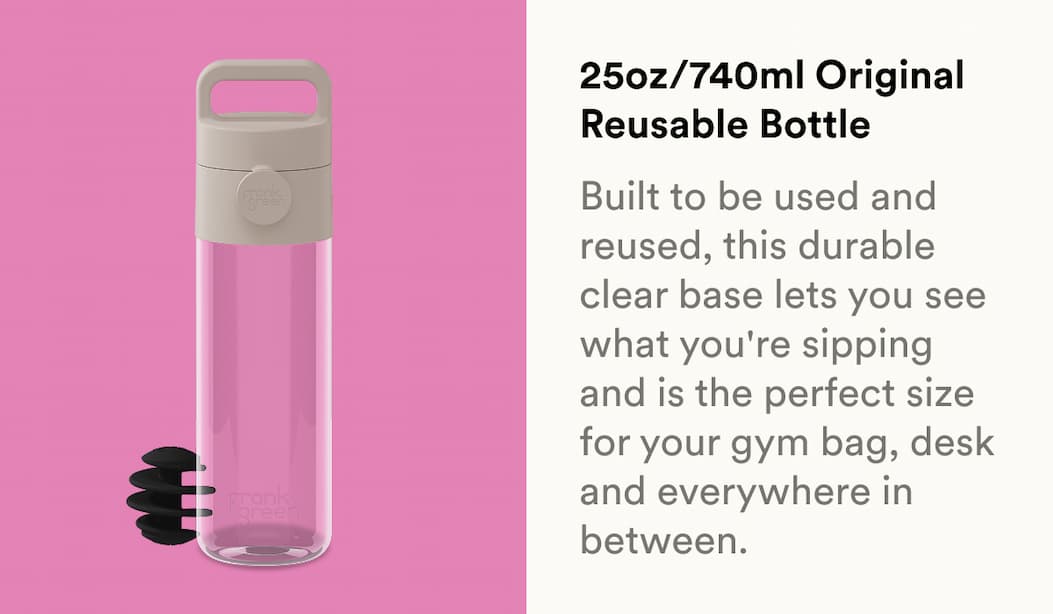 Built to be used and reused, this durable clear base lets you see what you're sipping and is the perfect size for your gym bag, desk and everywhere in between.