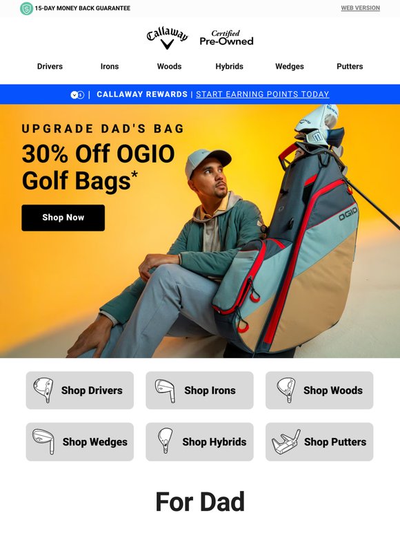 30% Off Golf Bags For Dad