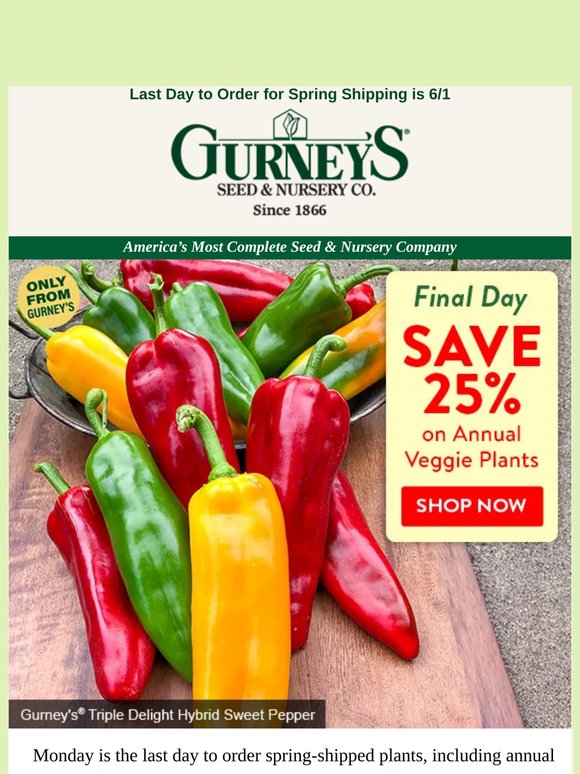 Veggie plant sale ends tonight!