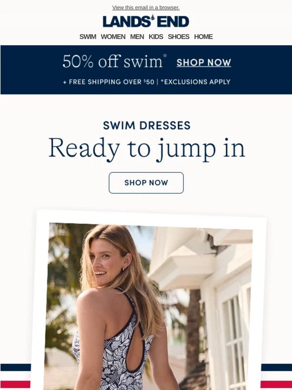 Swim dresses with perfect coverage: 50% off!