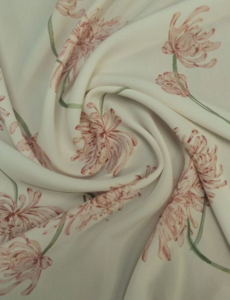 Lady McElroy Lena Crepe Fabric Peach & Cream