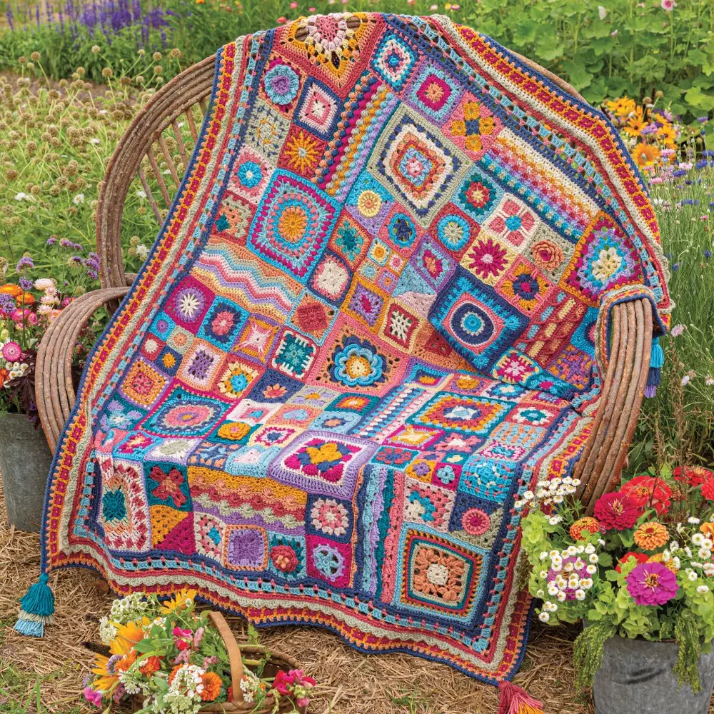Happy Days Granny Square Crochet Afghan Kit with Video