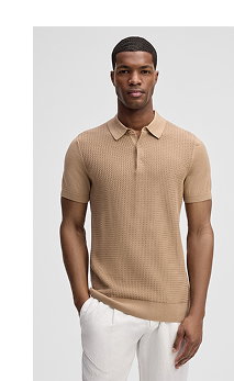 Strick-Poloshirt Adrian, beige strukturiert