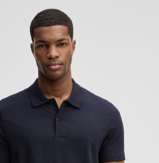 Poloshirt Lino mit Leinenanteil, navy