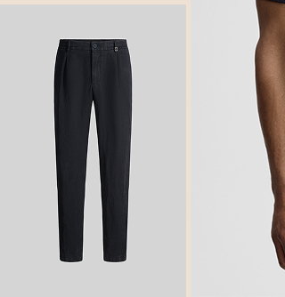 Chino Lui mit Leinenanteil, navy