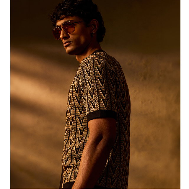 Strickshirt Robas mit Seidenanteil, braun/schwarz gemustert