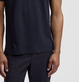 Poloshirt Lino mit Leinenanteil, navy