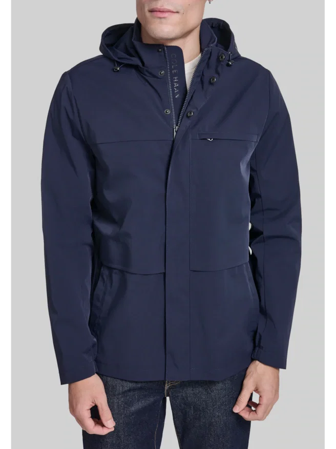 Cole Haan Traditional Fit Hooded Windbreaker Jacket