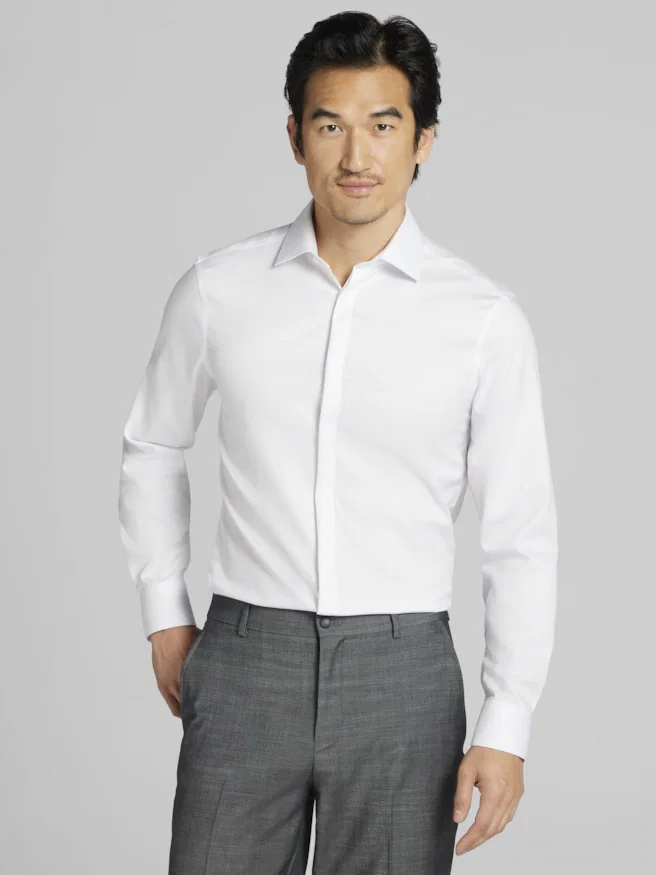 Calvin Klein Slim Fit Supima Cotton Covered Placket Dress Shirt