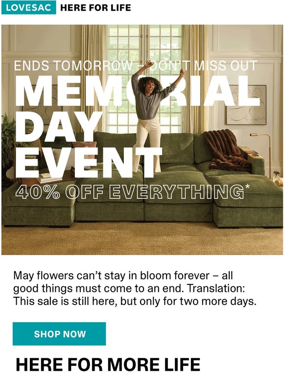 40% Off Ends Tomorrow. Grab the good stuff before it's gone!