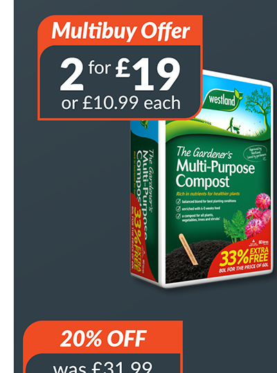Westland Multi Purpose Compost 80L. 2 for £19, or £10.99 each