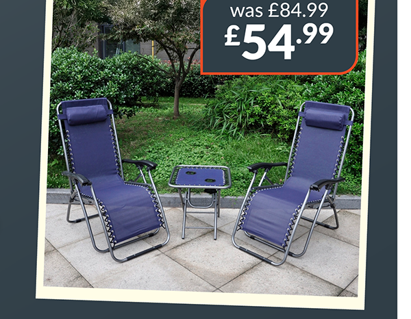 Active Sport Zero-Gravity Chairs with Table Set - Blue. 35% off. Was £84.99 now £54.99
