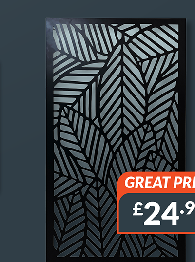 Indoor/Outdoor Graphic Metal Wall Screen - Black. £24.99