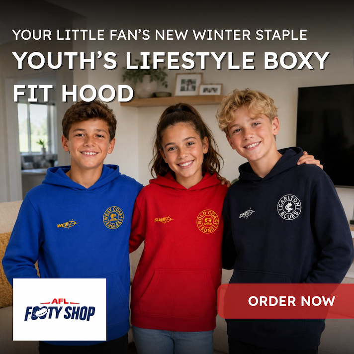 Three Kids Wearing AFL Youth's Lifestyle Boxy Fit Hoodies
