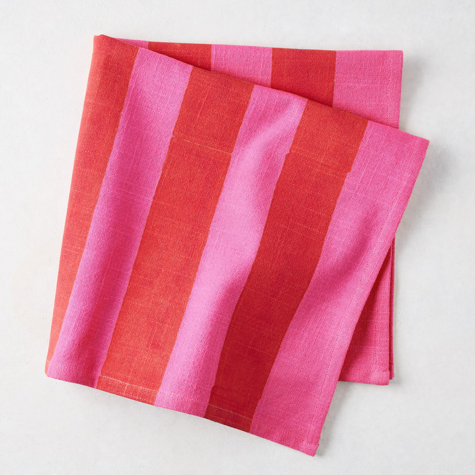 Image of Pink and Red Tonal Hampton Stripe Cotton Napkin