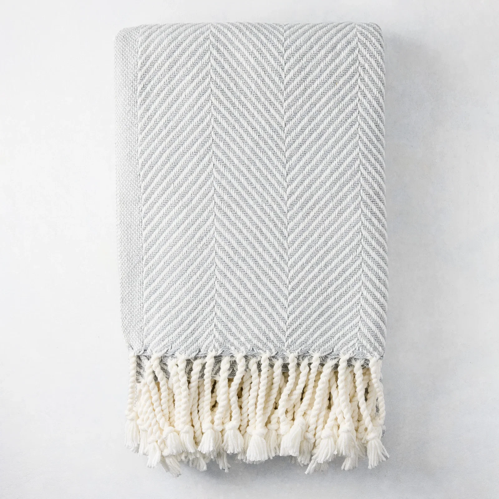 Image of Grey Chevron Cotton Throw Blanket