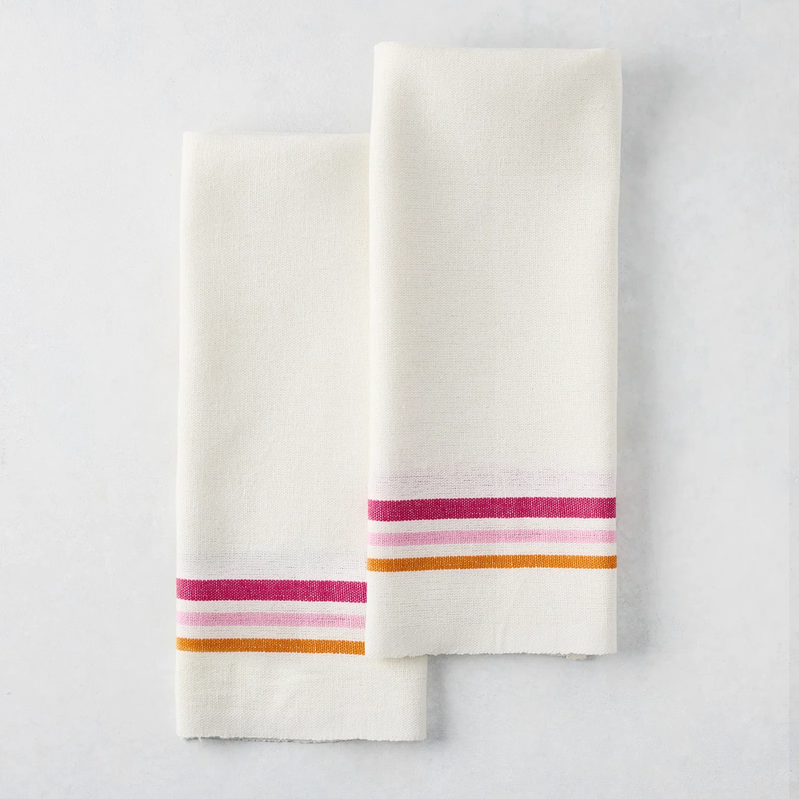 Image of Pink and Orange Triple Stripe Hand Towel, Set of 2