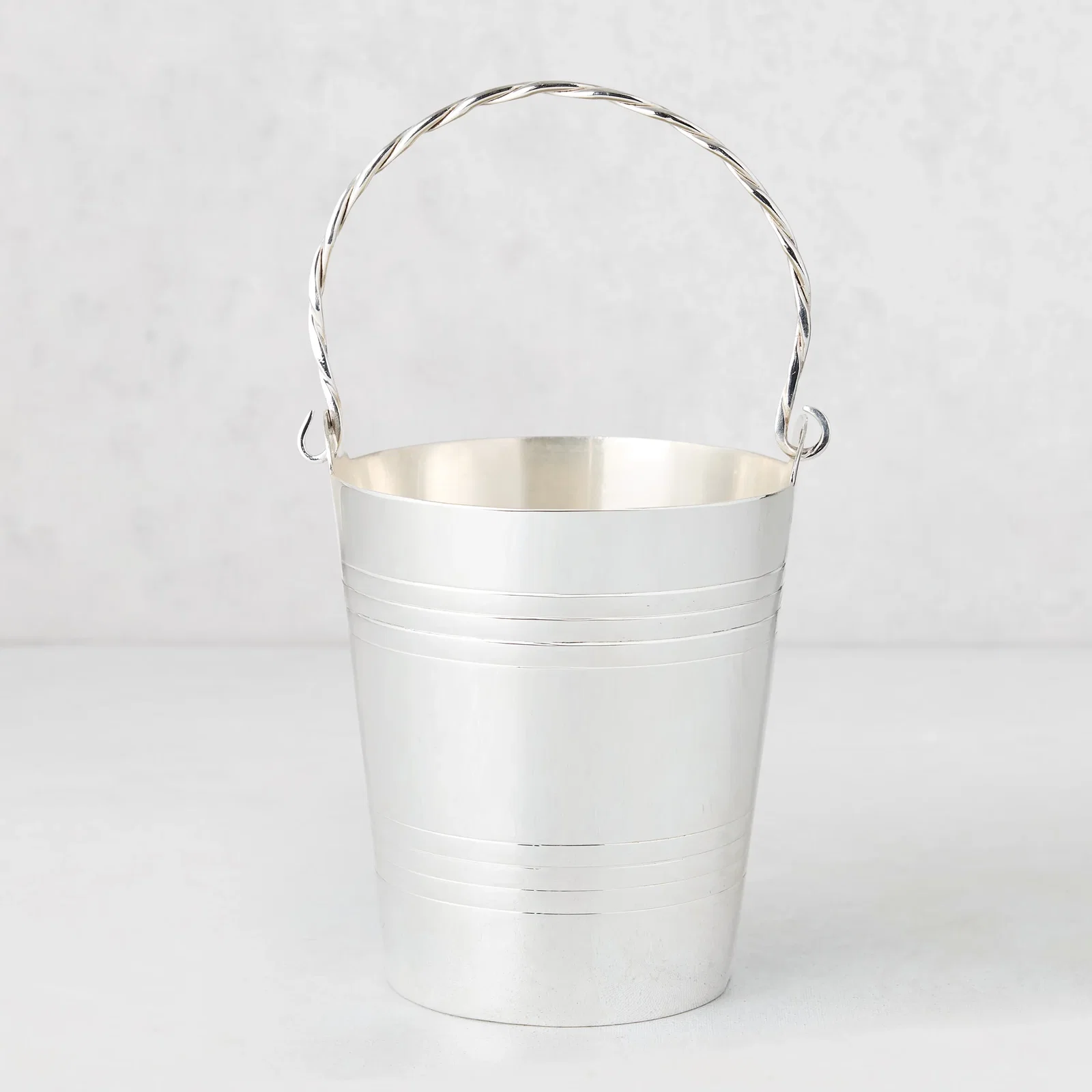 Image of Vintage Silverplate James Ice bucket with Twist Handle